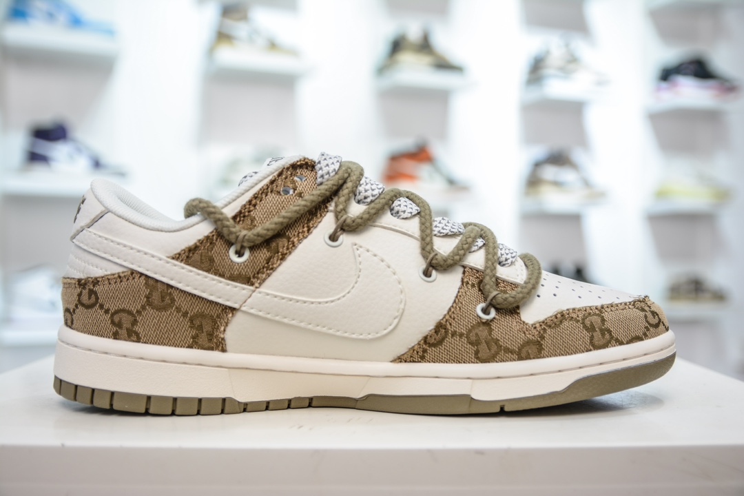 Nike SB Dunk Low GUCCI联名 绑带黄牛仔暗纹白   SJ2068-273