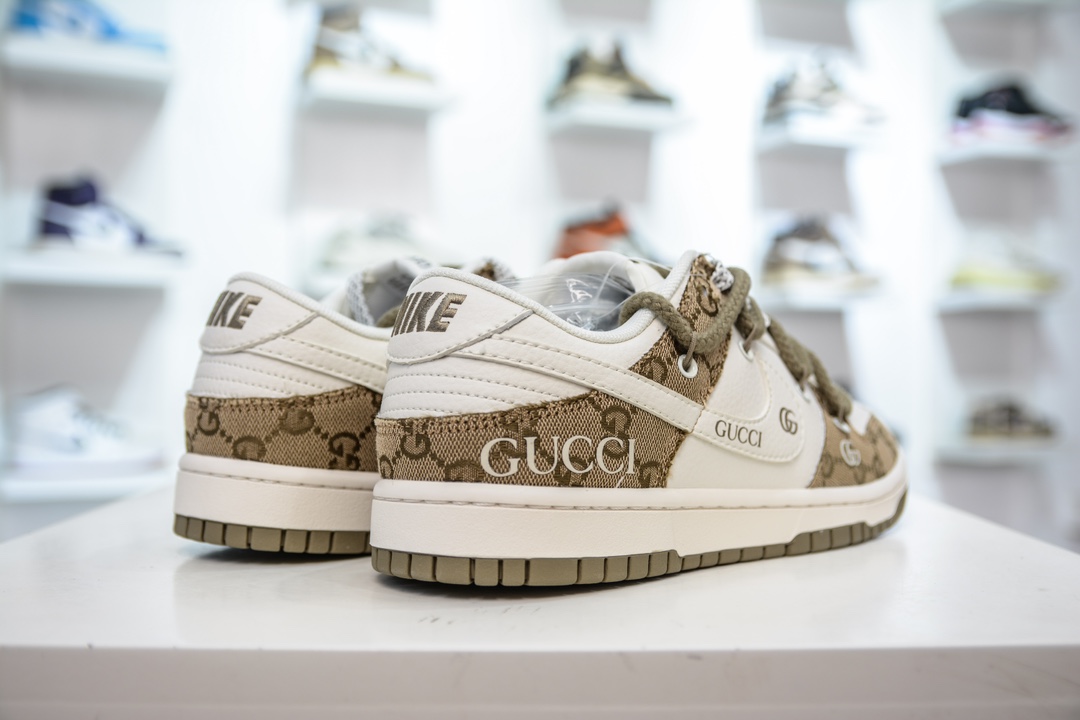 Nike SB Dunk Low GUCCI联名 绑带黄牛仔暗纹白   SJ2068-273