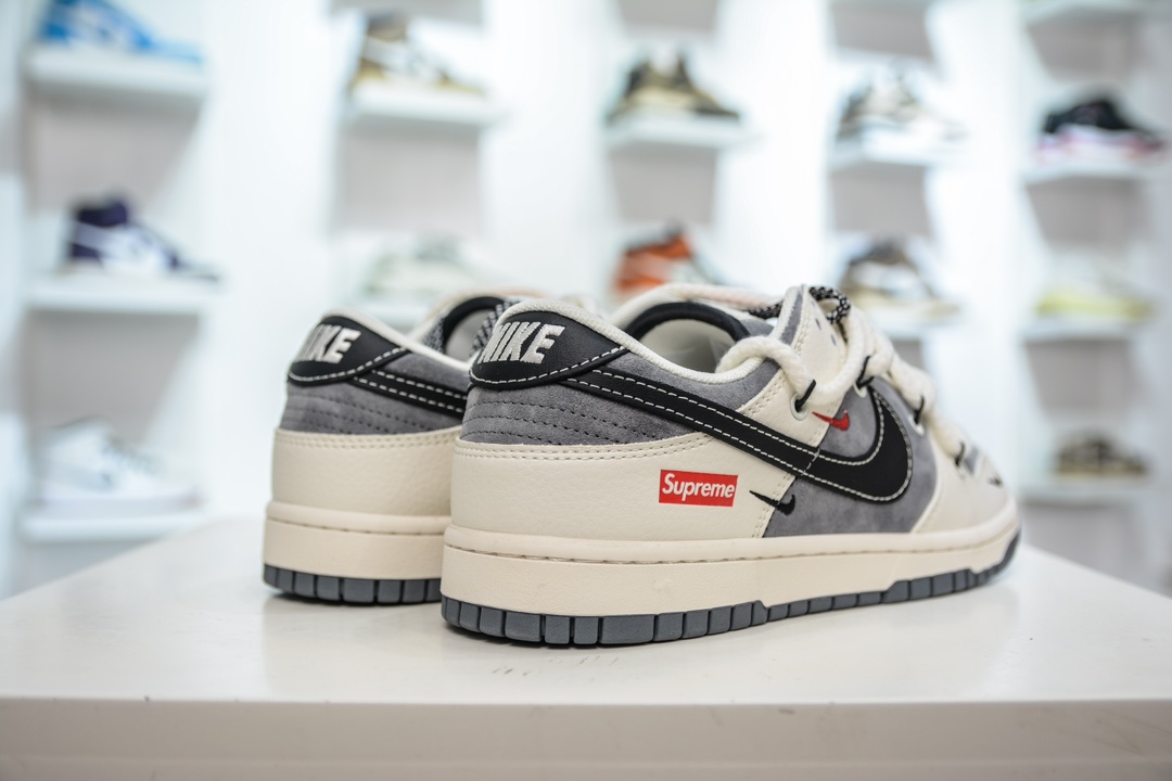 Nike SB Dunk Low Supreme联名 绑带米灰黑勾   SJ2068-287