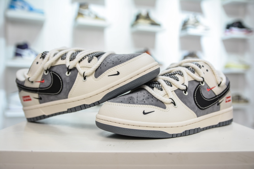 Nike SB Dunk Low Supreme联名 绑带米灰黑勾   SJ2068-287