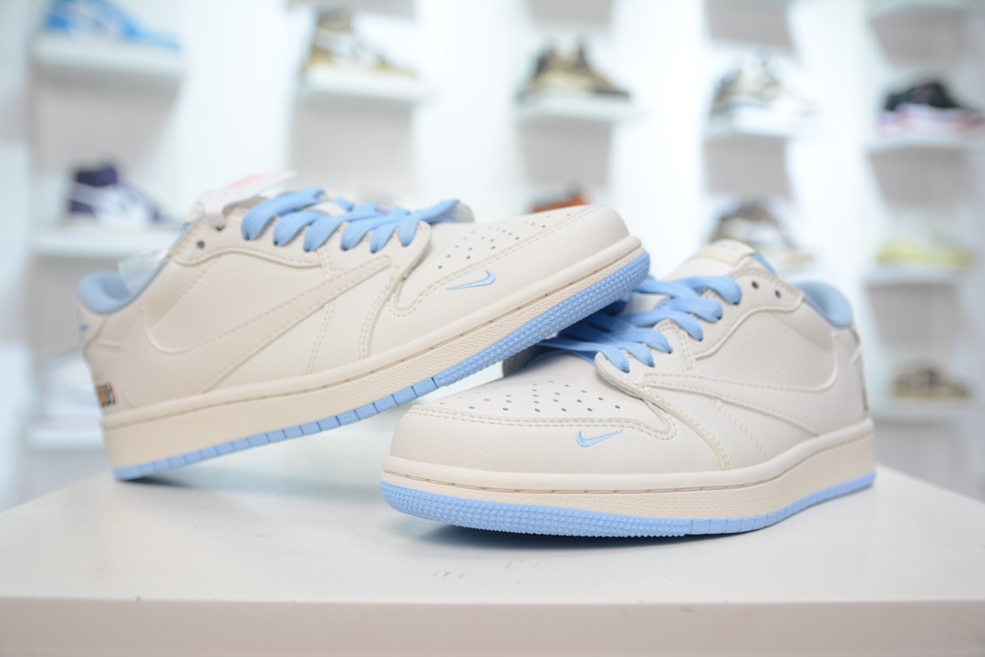 TS x Air Jordan AJ1 Low x Gucci 倒钩低帮联名定制配色 白蓝   DM6688-608