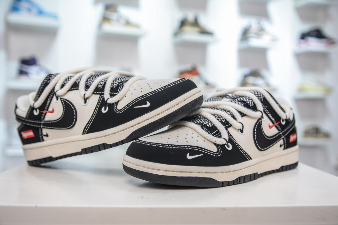 Nike SB Dunk Low Supreme联名 绑带白黑勾 SJ2068-288