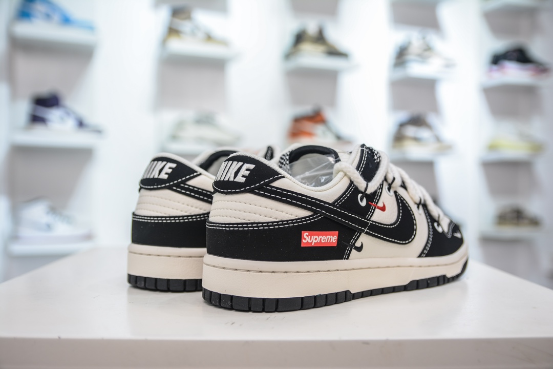 Nike SB Dunk Low Supreme联名 绑带白黑勾 SJ2068-288