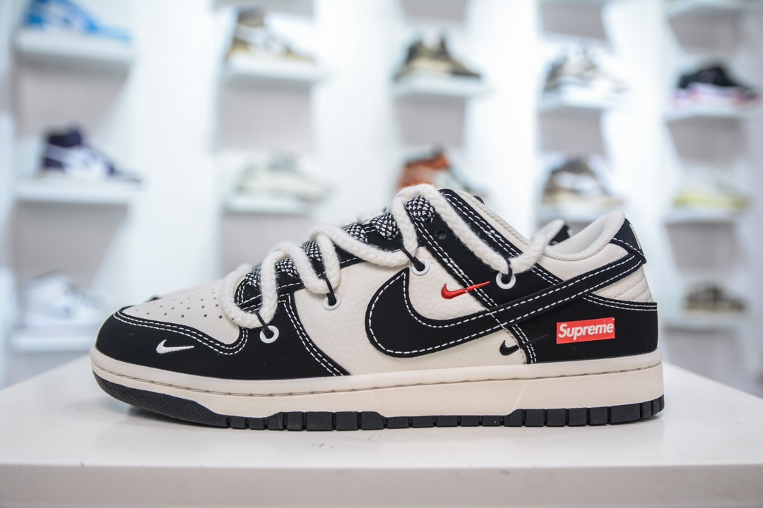 Nike SB Dunk Low Supreme联名 绑带白黑勾 SJ2068-288