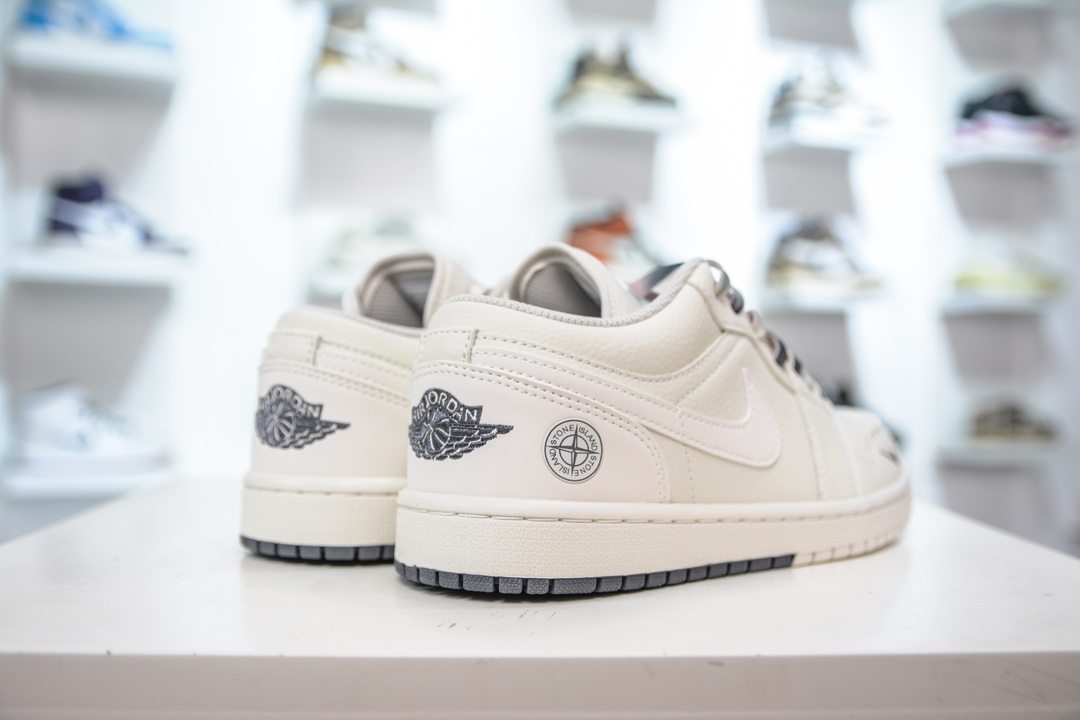 Air Jordan Low x Stone Island 米白黑 AJ1低帮系列定制配色 DC2024-025