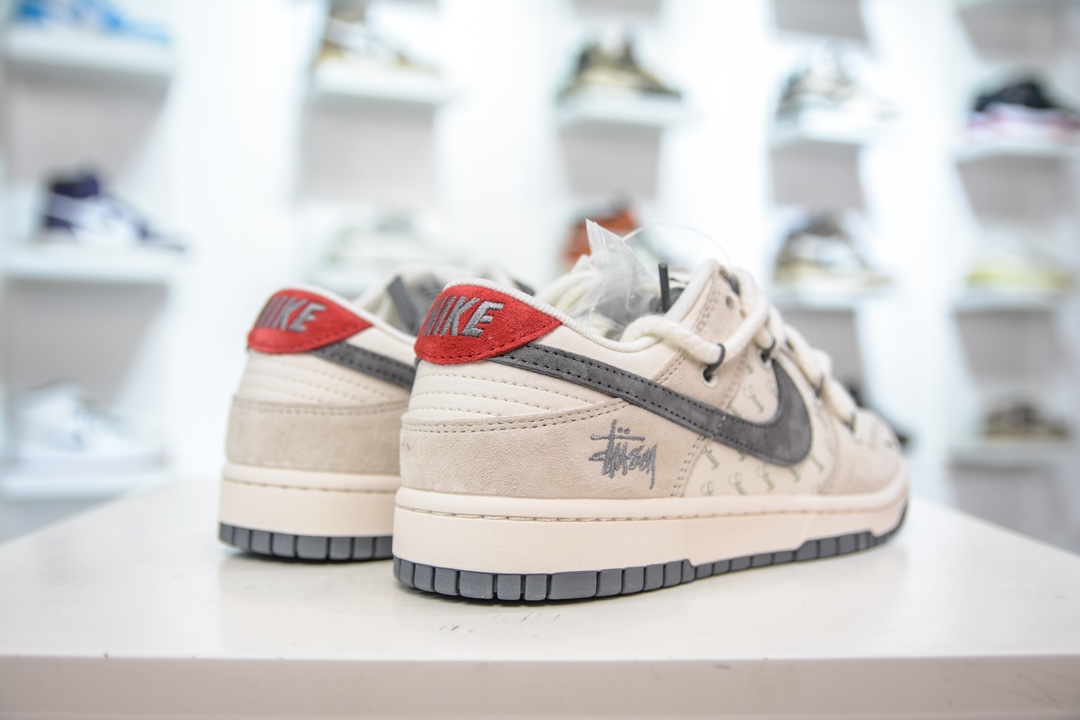 Nike SB Dunk Low X Stussy联名 绑带白灰红 SJ2068-280