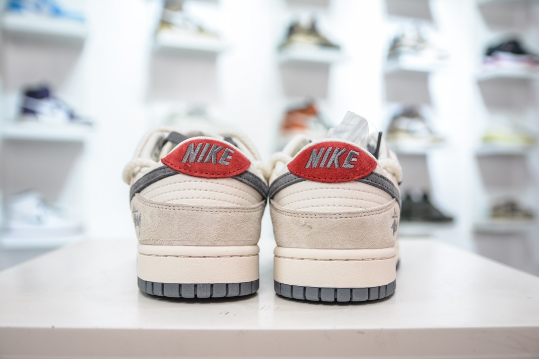 Nike SB Dunk Low X Stussy联名 绑带白灰红 SJ2068-280