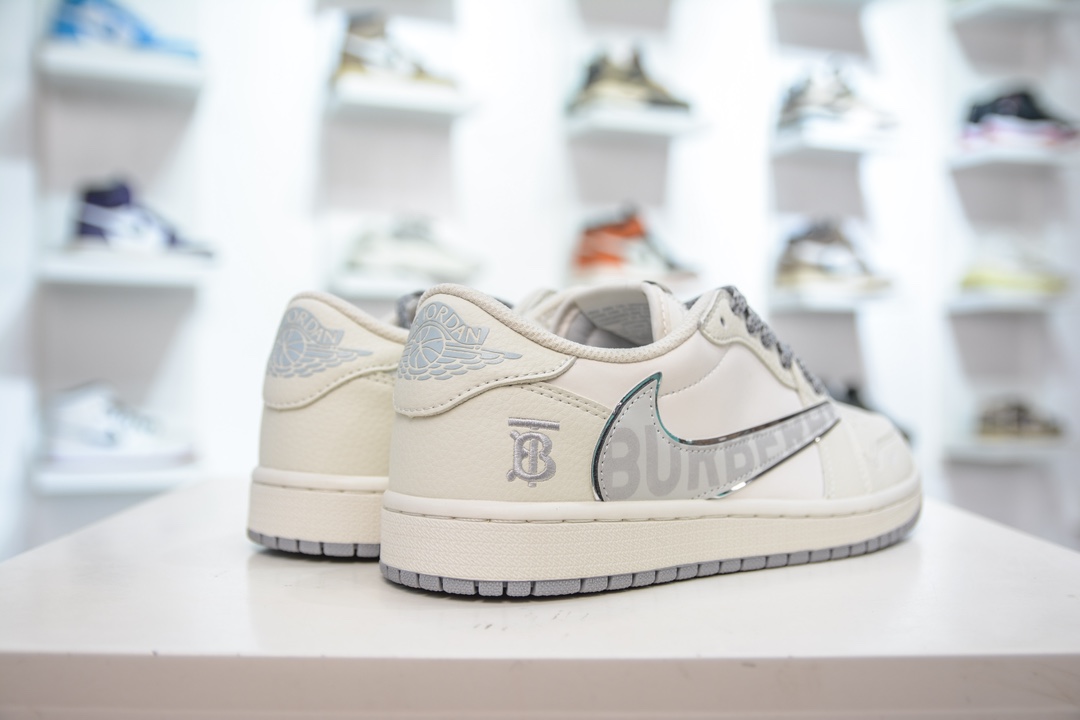 TS x Air Jordan AJ1 Low X BURBERRY 低帮联名巴宝莉 白灰 DM7866-022