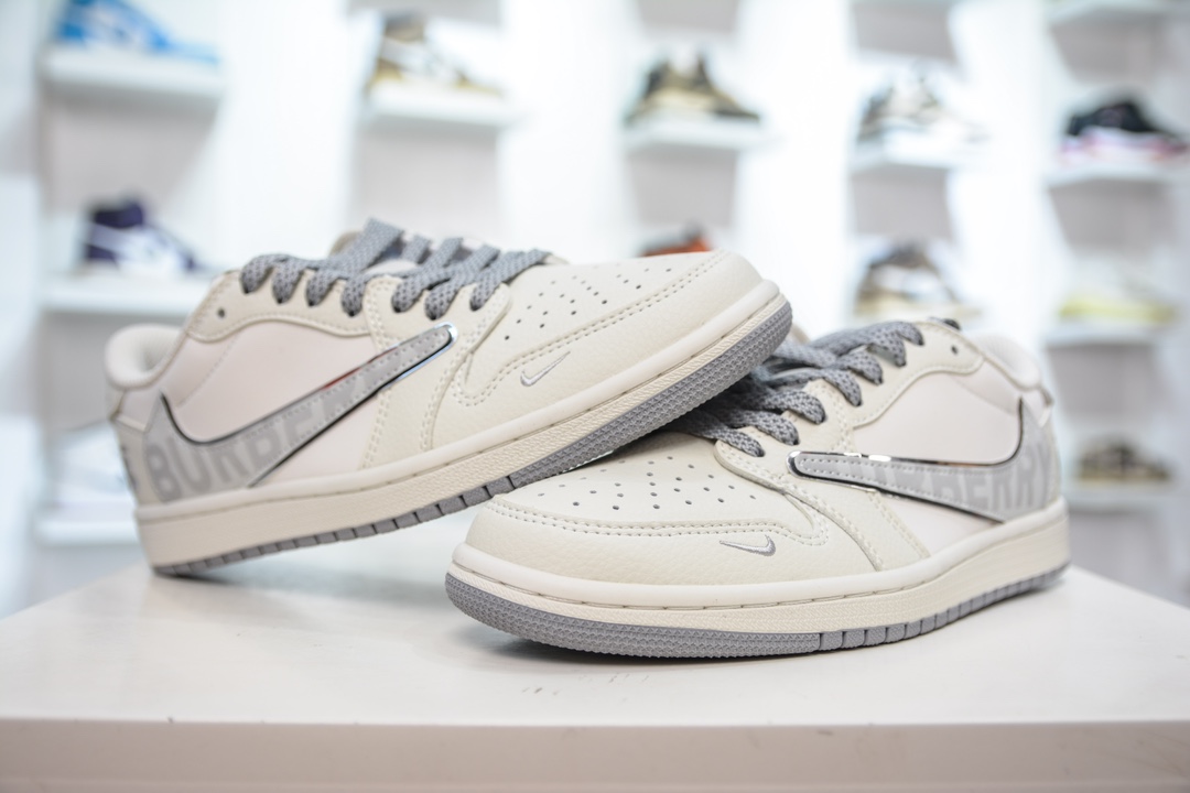 TS x Air Jordan AJ1 Low X BURBERRY 低帮联名巴宝莉 白灰 DM7866-022