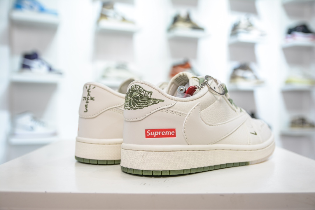 TS x Air Jordan x Supreme AJ1 Low 倒钩低帮联名Supreme 白绿 BB2299-810