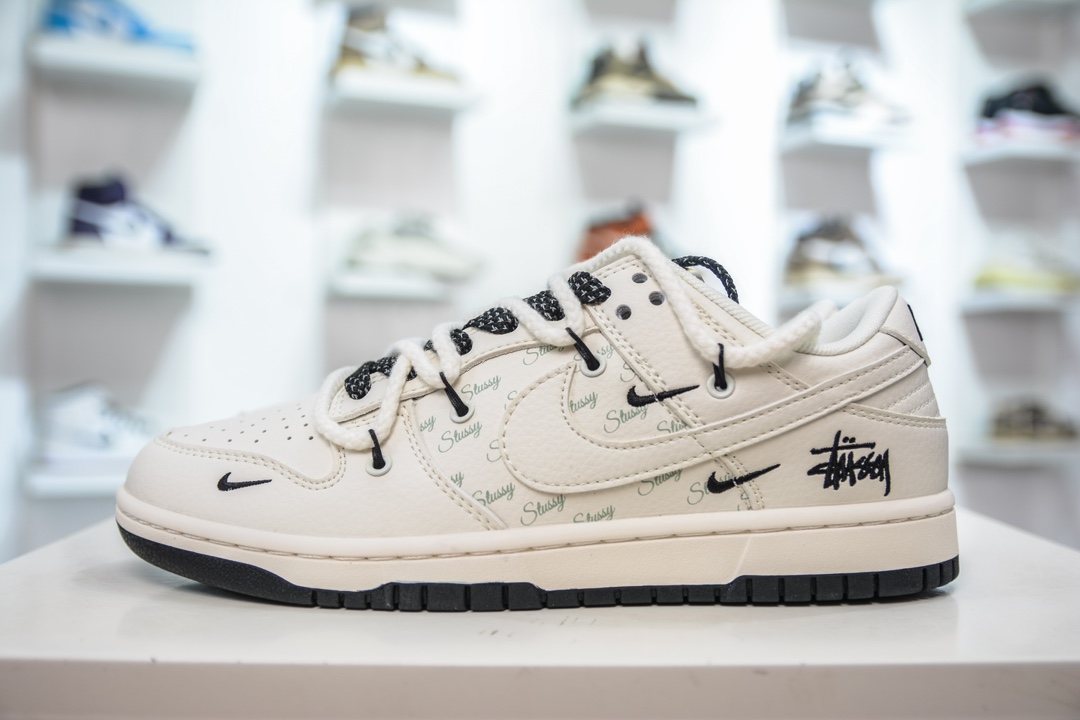 Nike SB Dunk Low X Stussy联名 绑带米白黑满天星 SJ2068-276