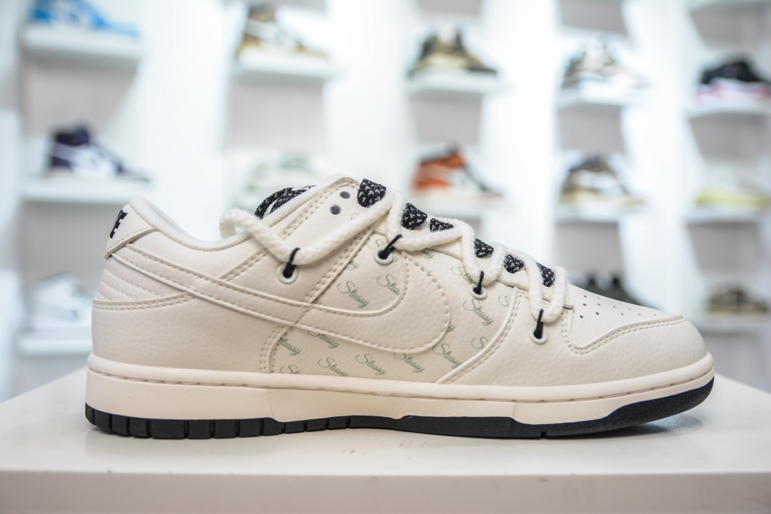 Nike SB Dunk Low X Stussy联名 绑带米白黑满天星 SJ2068-276