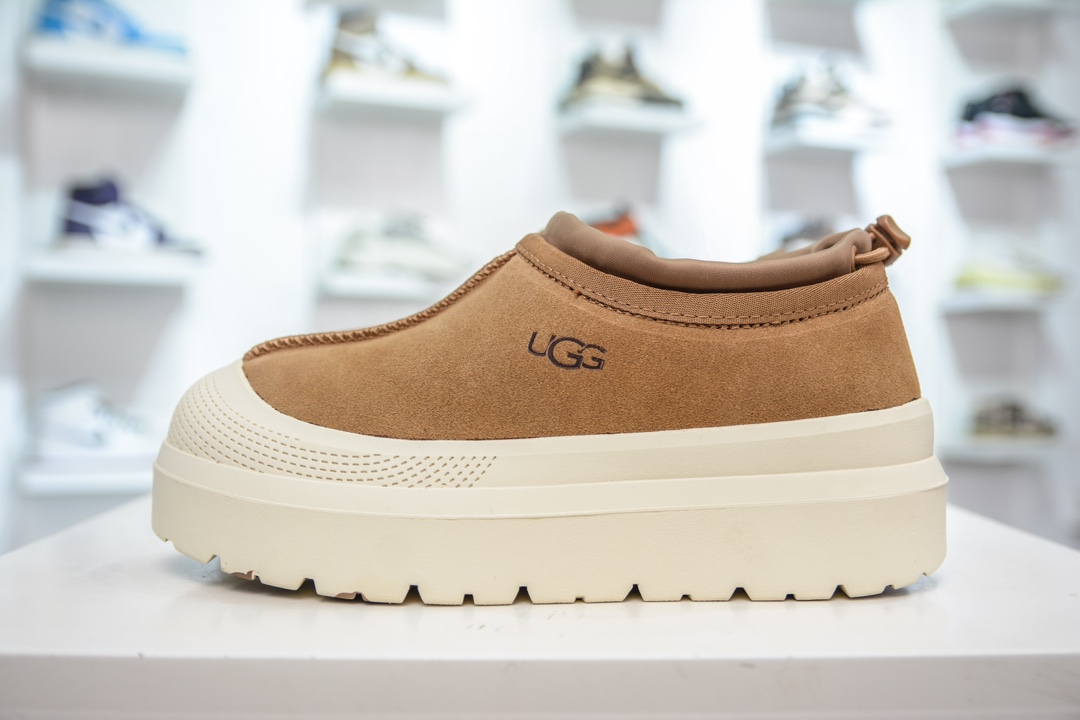 UGG M Tasman Weather Hybrid 塔斯曼混合系列低帮厚底轻量休闲运动鞋“加绒栗黄米白底”