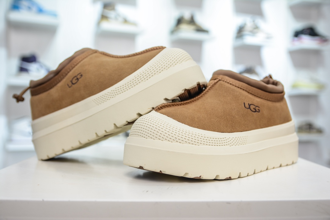 UGG M Tasman Weather Hybrid 塔斯曼混合系列低帮厚底轻量休闲运动鞋“加绒栗黄米白底”