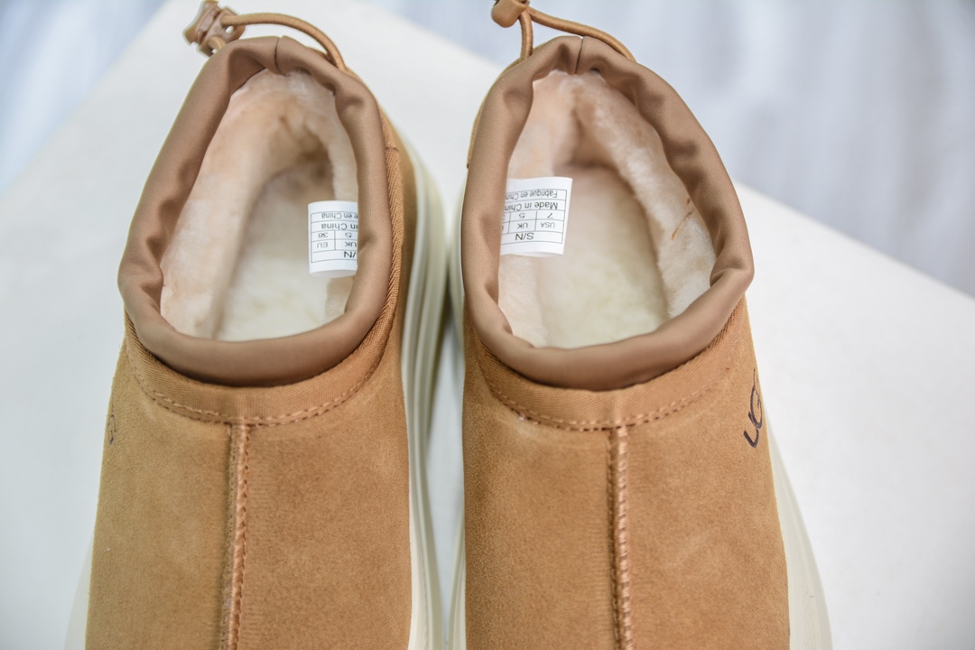 UGG M Tasman Weather Hybrid 塔斯曼混合系列低帮厚底轻量休闲运动鞋“加绒栗黄米白底”