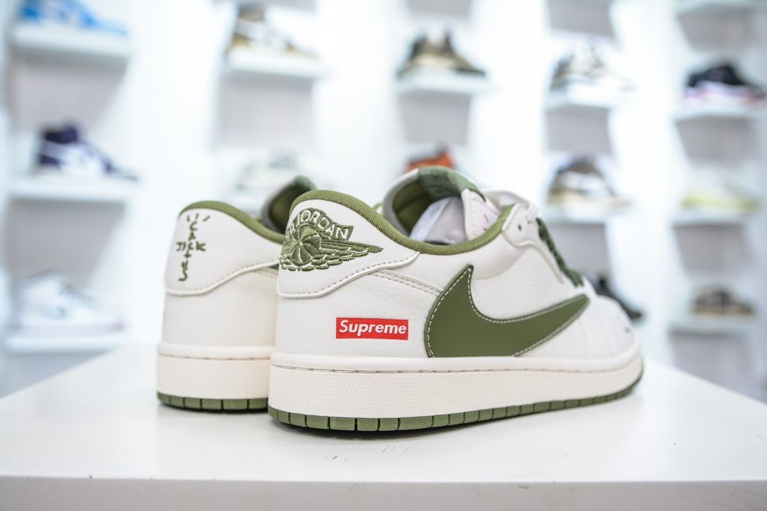 TS x Air Jordan AJ1 Low X Supreme 倒钩低帮联名Supreme定制配色白绿 XZ1168-002