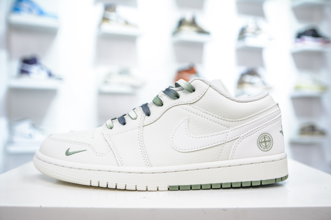 Air Jordan Low x Stone Island 米白绿 AJ1低帮系列定制配色 DC2024-029