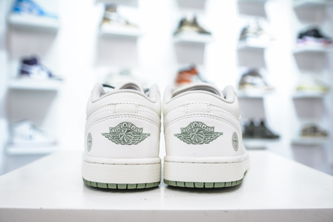 Air Jordan Low x Stone Island 米白绿 AJ1低帮系列定制配色 DC2024-029