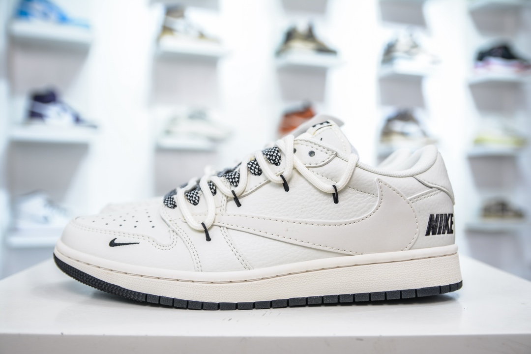 TS x Air Jordan AJ1 Low 白黑解构绑带 SJ0086-135