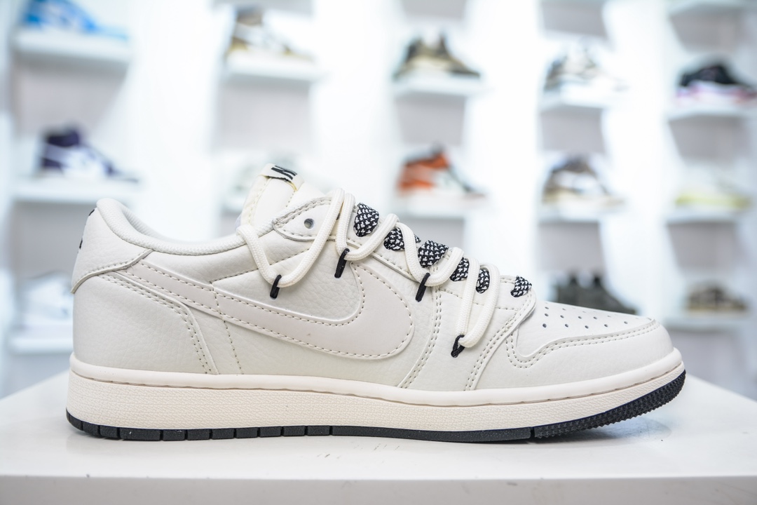 TS x Air Jordan AJ1 Low 白黑解构绑带 SJ0086-135