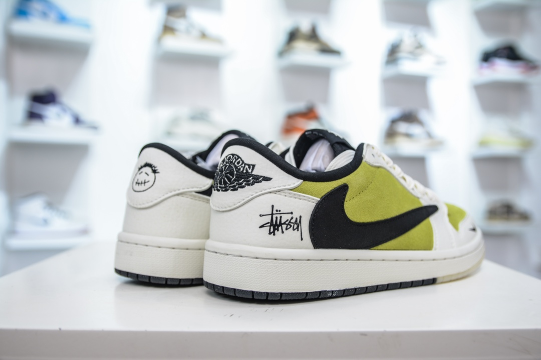 TS x Air Jordan AJ1 Low X Stussy 倒钩低帮联名斯图西定制配色 白绿黑 JH6089-002