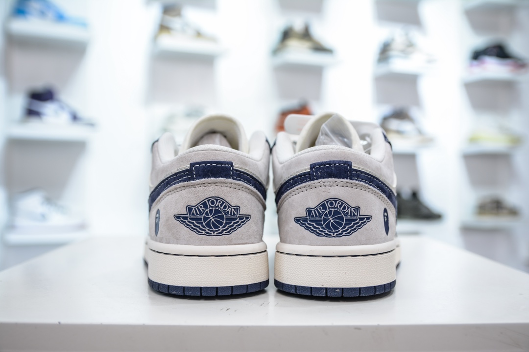 Air Jordan AJ1 Low x Bape 猿人头联名 白灰蓝猪八 WG8850-015