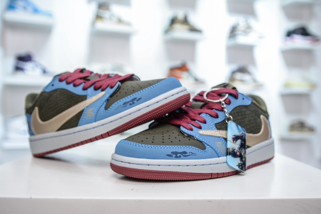 TS x Air Jordan AJ1 Low x 黑神话悟空 直面天命 蓝黄绿 倒钩低帮联名定制配色 CH6336-015