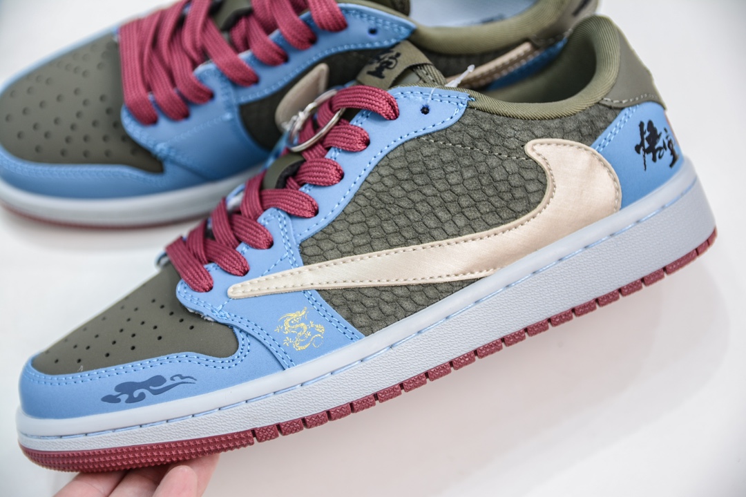 TS x Air Jordan AJ1 Low x 黑神话悟空 直面天命 蓝黄绿 倒钩低帮联名定制配色 CH6336-015