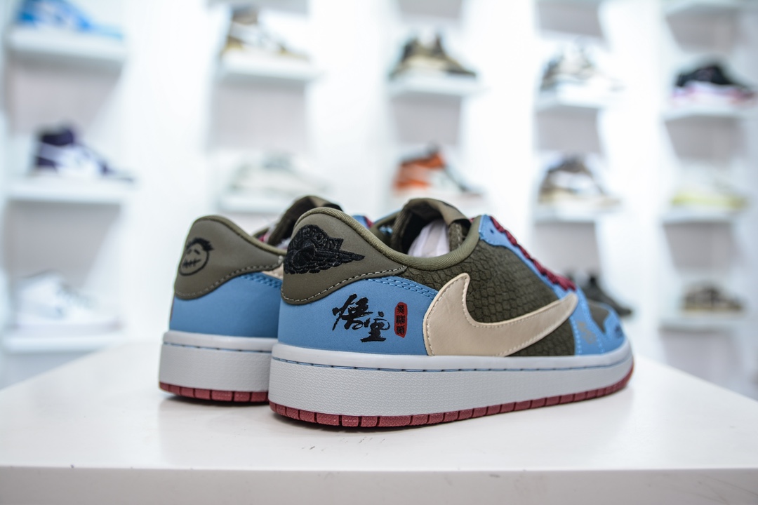 TS x Air Jordan AJ1 Low x 黑神话悟空 直面天命 蓝黄绿 倒钩低帮联名定制配色 CH6336-015