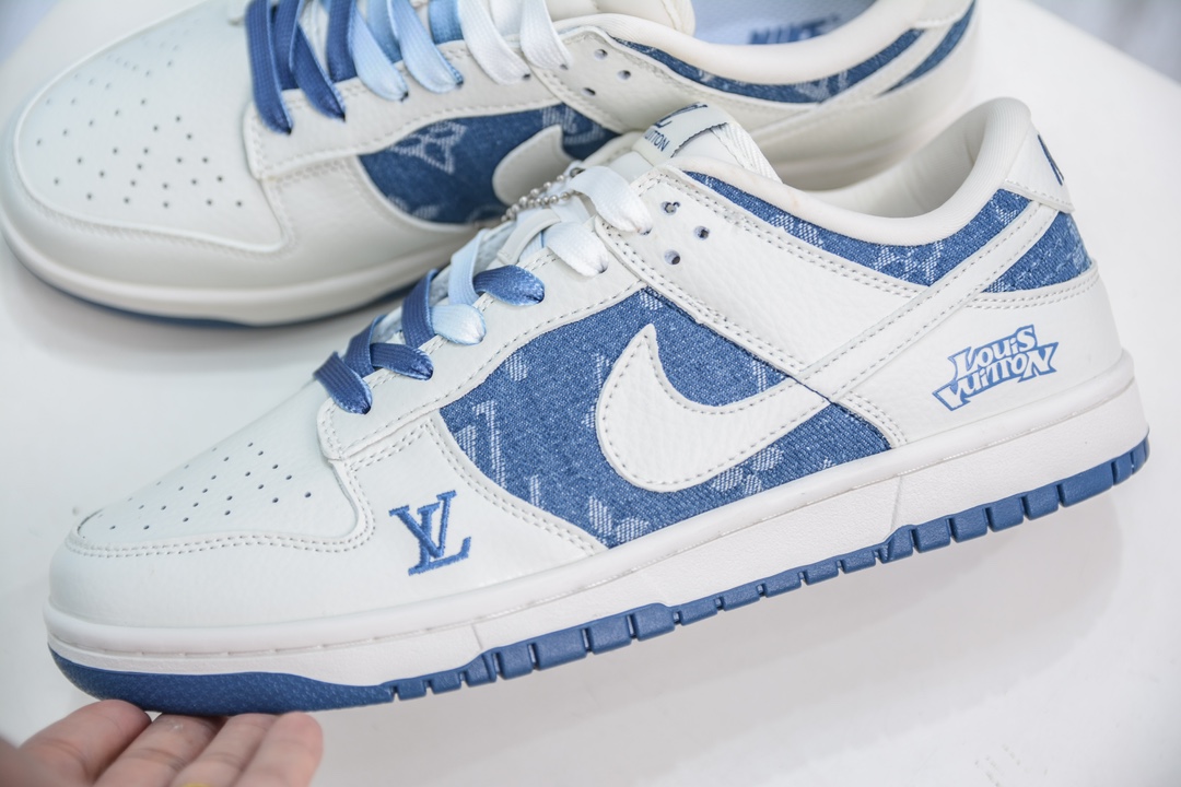 Nike SB Dunk Low x Louis Vuitton 白蓝拼接牛仔布 JH8310-954