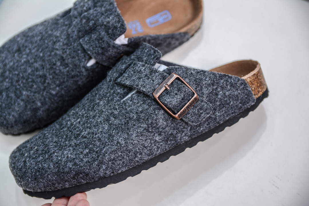 德国百年知名鞋履品牌·博肯Birkenstock 勃肯半拖系列 深灰羊毛毡 0129423