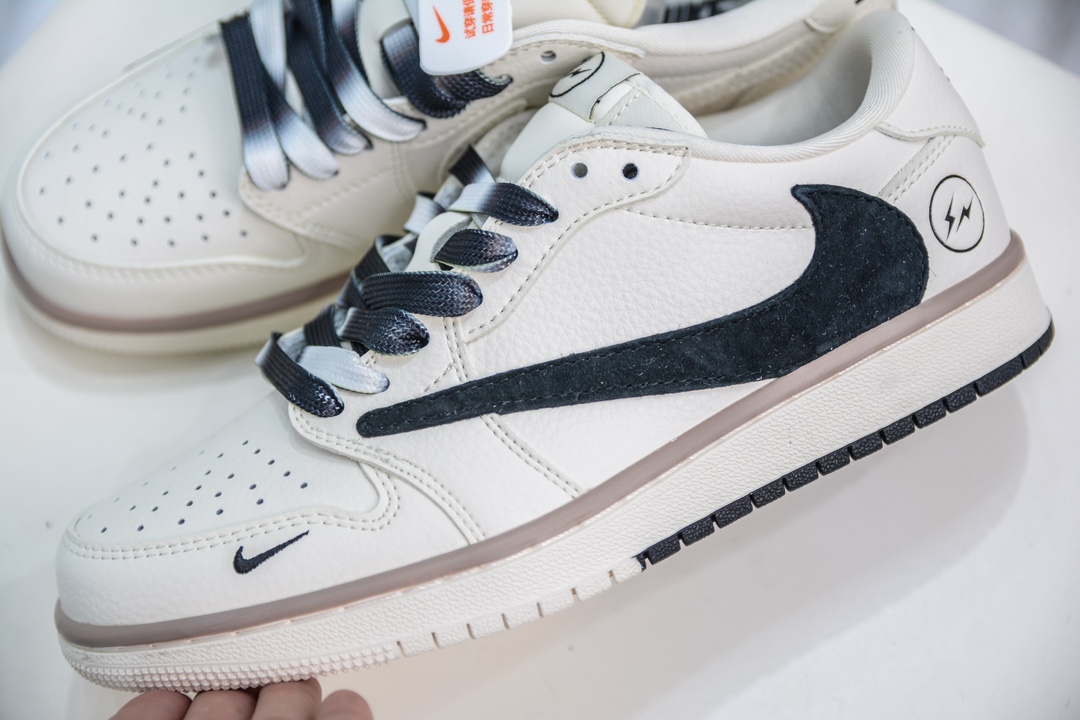 Travis Scott x Fragment Design x Air Jordan 1 Low OG SP AJ1 乔1 闪电联名-米黑双拼底  CF3688-018