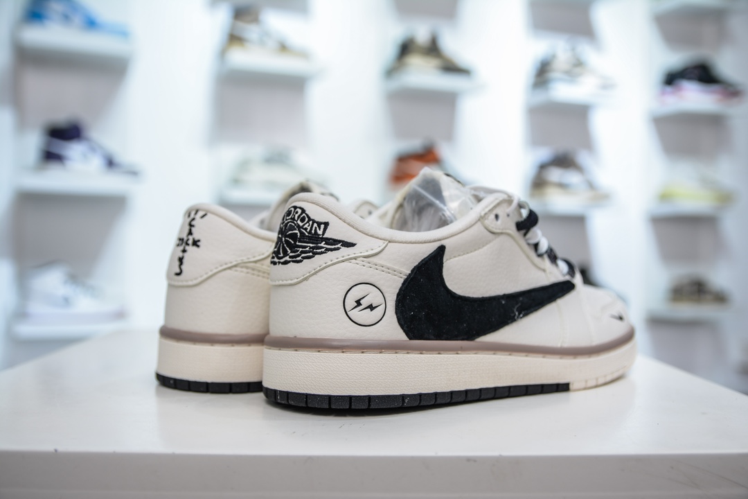 Travis Scott x Fragment Design x Air Jordan 1 Low OG SP AJ1 乔1 闪电联名-米黑双拼底  CF3688-018