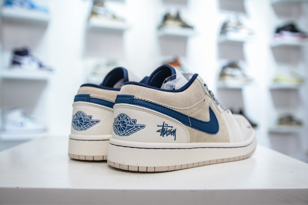 Air Jordan 1 Retro Low x Stussy 斯图西-米白深蓝   SJ9950-027