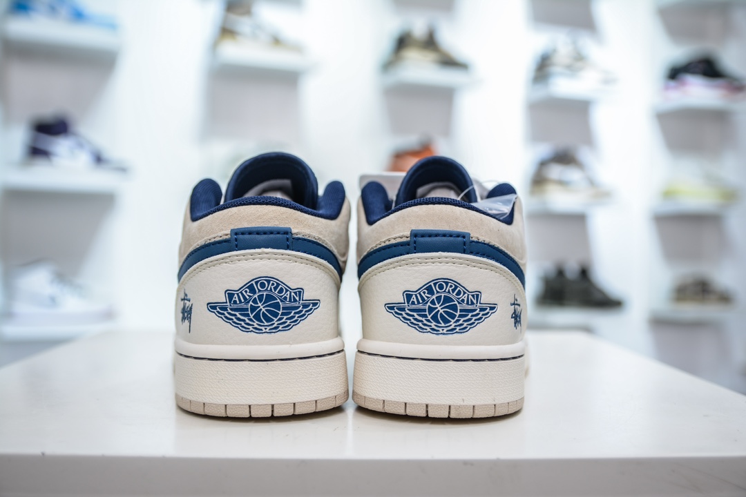 Air Jordan 1 Retro Low x Stussy 斯图西-米白深蓝   SJ9950-027