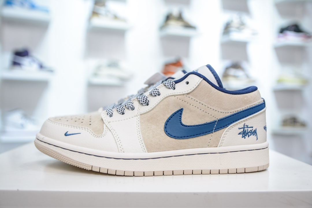 Air Jordan 1 Retro Low x Stussy 斯图西-米白深蓝   SJ9950-027