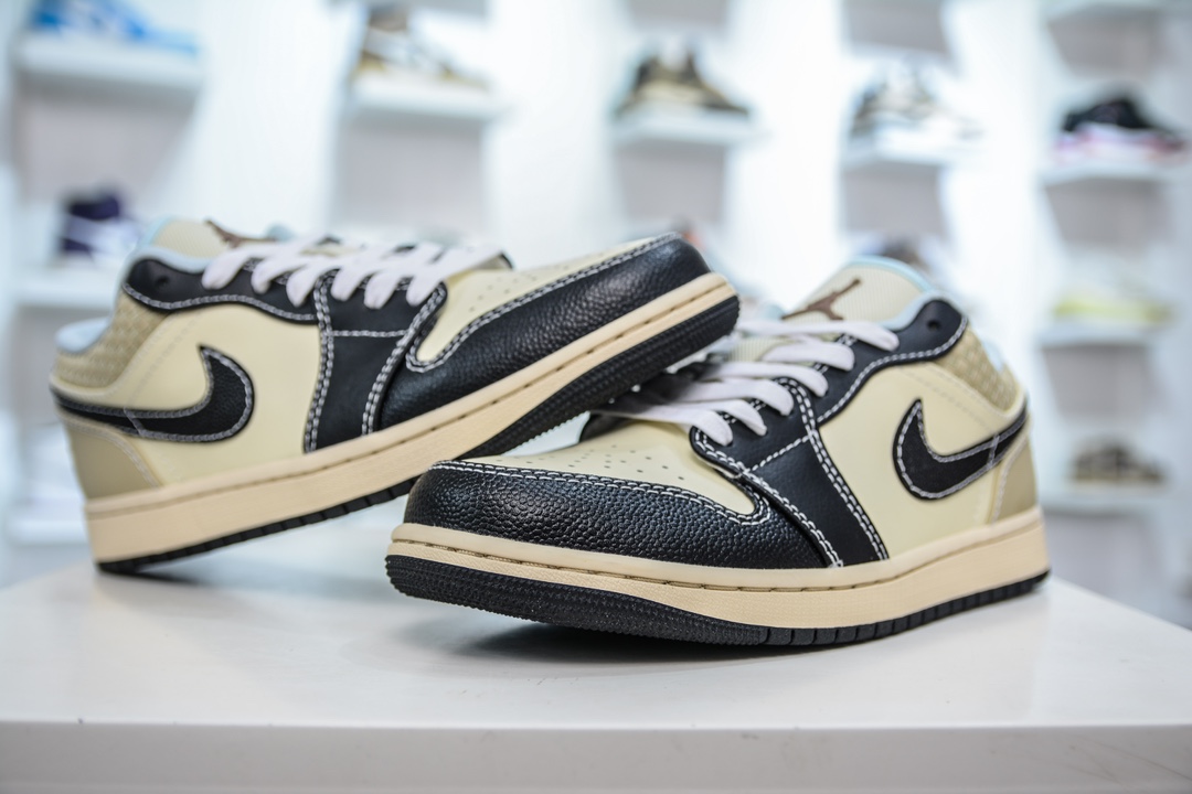 DT纯原 Nike Air Jordan 1 Low SE”Coconut Milk/Black” 米黑编织 乔1低帮文化篮球鞋  HQ3437-101