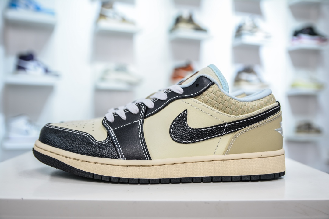 DT纯原 Nike Air Jordan 1 Low SE”Coconut Milk/Black” 米黑编织 乔1低帮文化篮球鞋  HQ3437-101