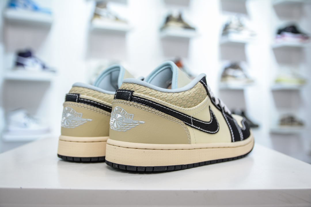 DT纯原 Nike Air Jordan 1 Low SE”Coconut Milk/Black” 米黑编织 乔1低帮文化篮球鞋  HQ3437-101