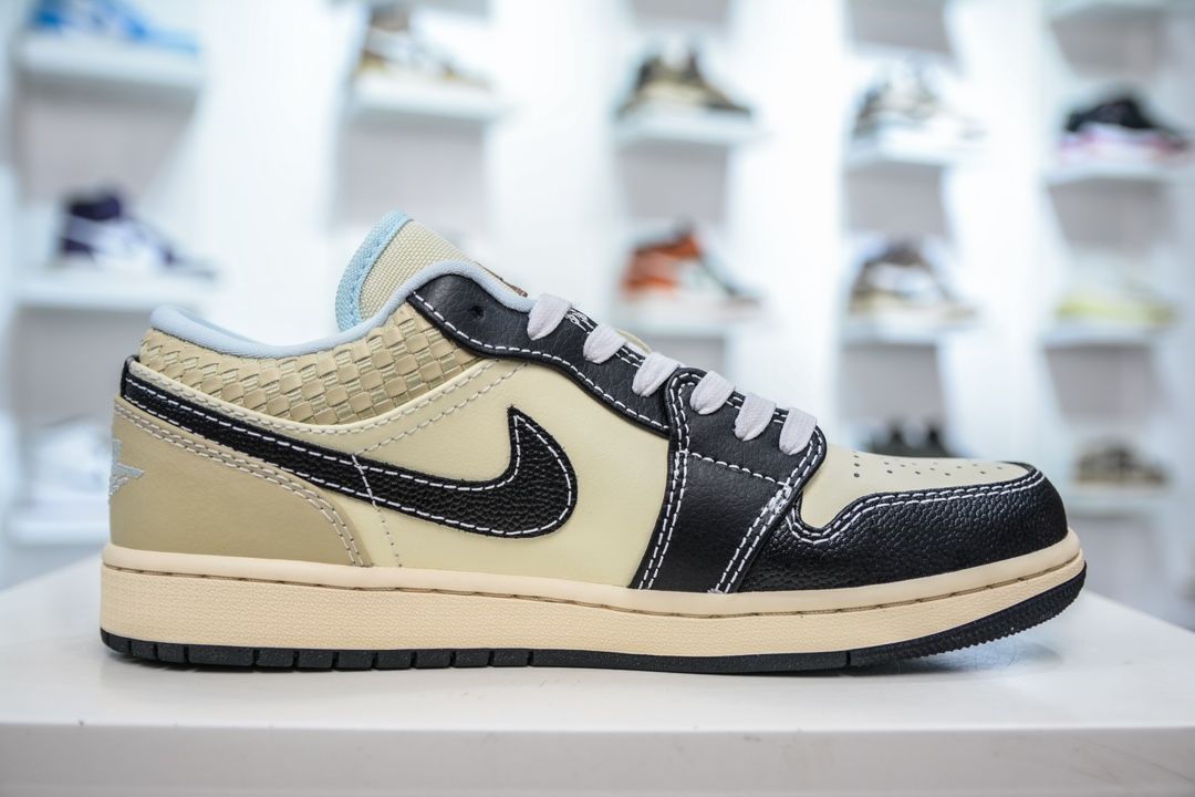 DT纯原 Nike Air Jordan 1 Low SE”Coconut Milk/Black” 米黑编织 乔1低帮文化篮球鞋  HQ3437-101