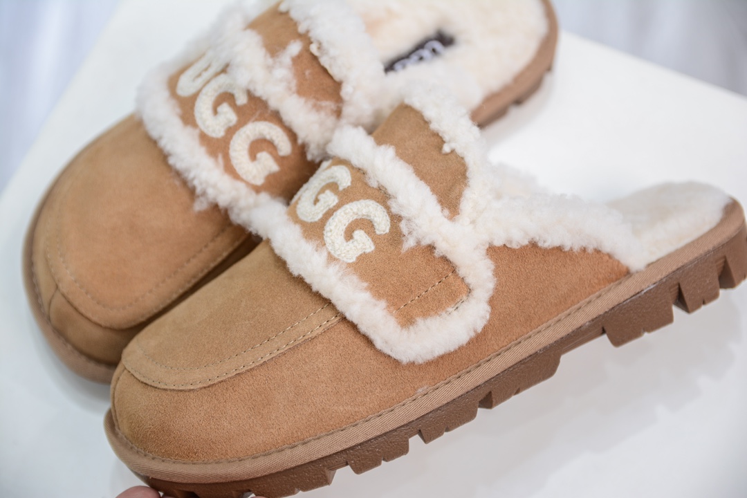 UGG W Classic Coquette Clog Slipper II 科凯特2.0系列时尚居家穆勒风包头舒适保暖露跟半拖鞋  OB938/CHESTNUT