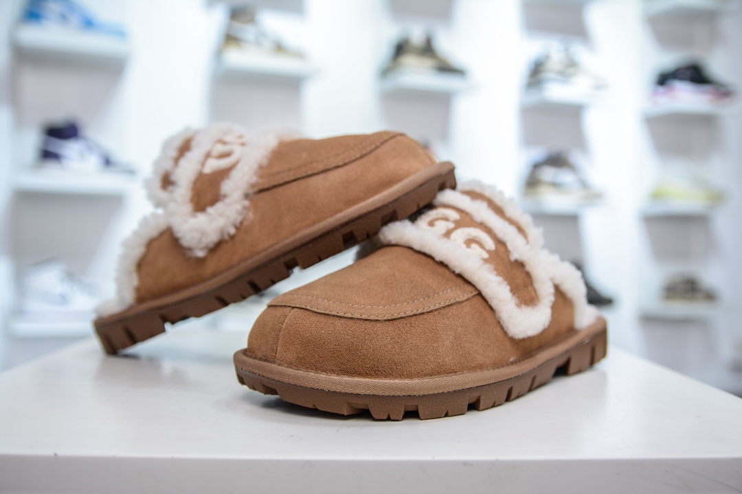 UGG W Classic Coquette Clog Slipper II 科凯特2.0系列时尚居家穆勒风包头舒适保暖露跟半拖鞋  OB938/CHESTNUT