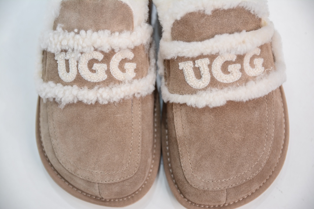 UGG W Classic Coquette Clog Slipper II 科凯特2.0系列时尚居家穆勒风包头舒适保暖露跟半拖鞋 OB938/KHAKI