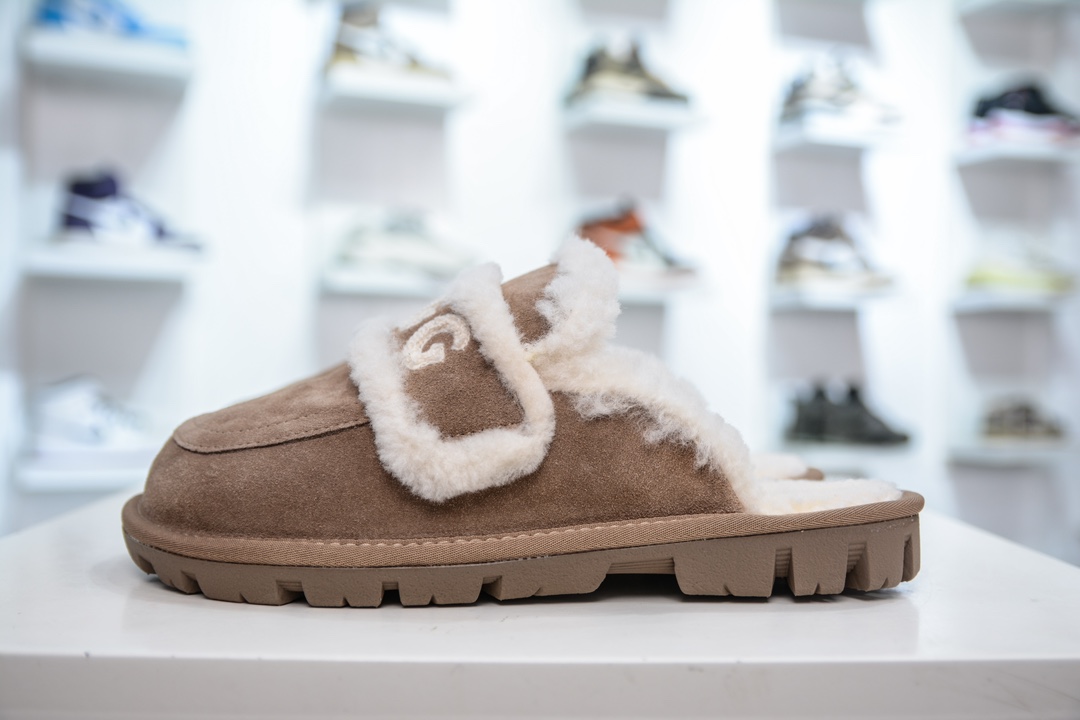 UGG W Classic Coquette Clog Slipper II 科凯特2.0系列时尚居家穆勒风包头舒适保暖露跟半拖鞋 OB938/KHAKI