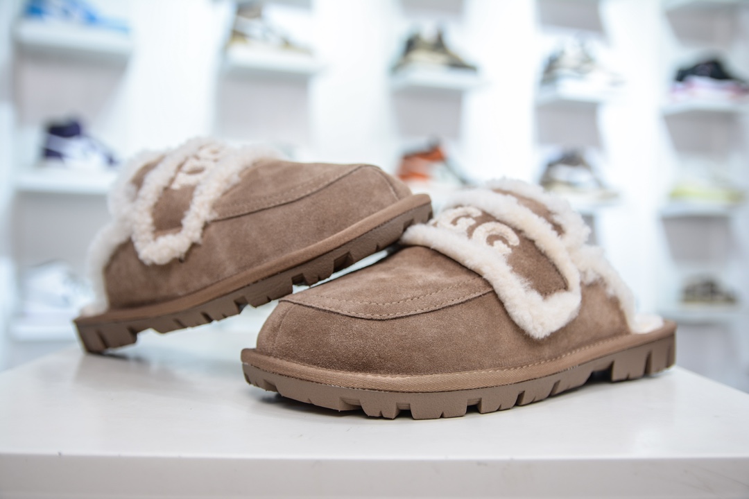 UGG W Classic Coquette Clog Slipper II 科凯特2.0系列时尚居家穆勒风包头舒适保暖露跟半拖鞋 OB938/KHAKI