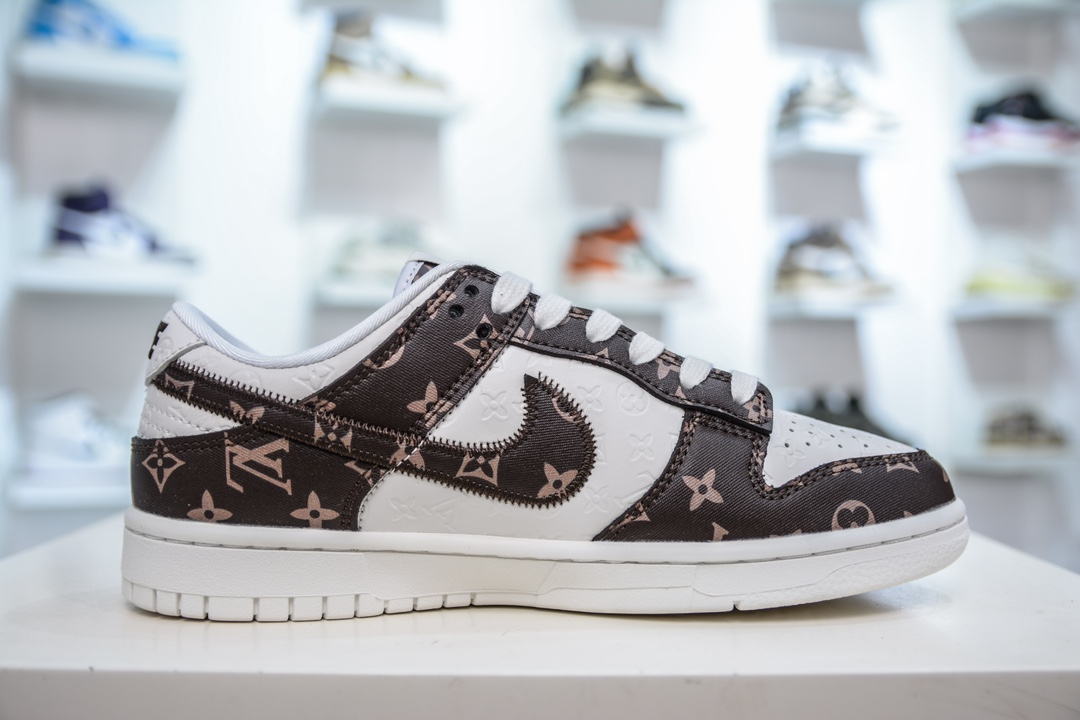 Nike SB Dunk Low x Louis Vuitton LV联名-白棕老花满印 DQ1098-360