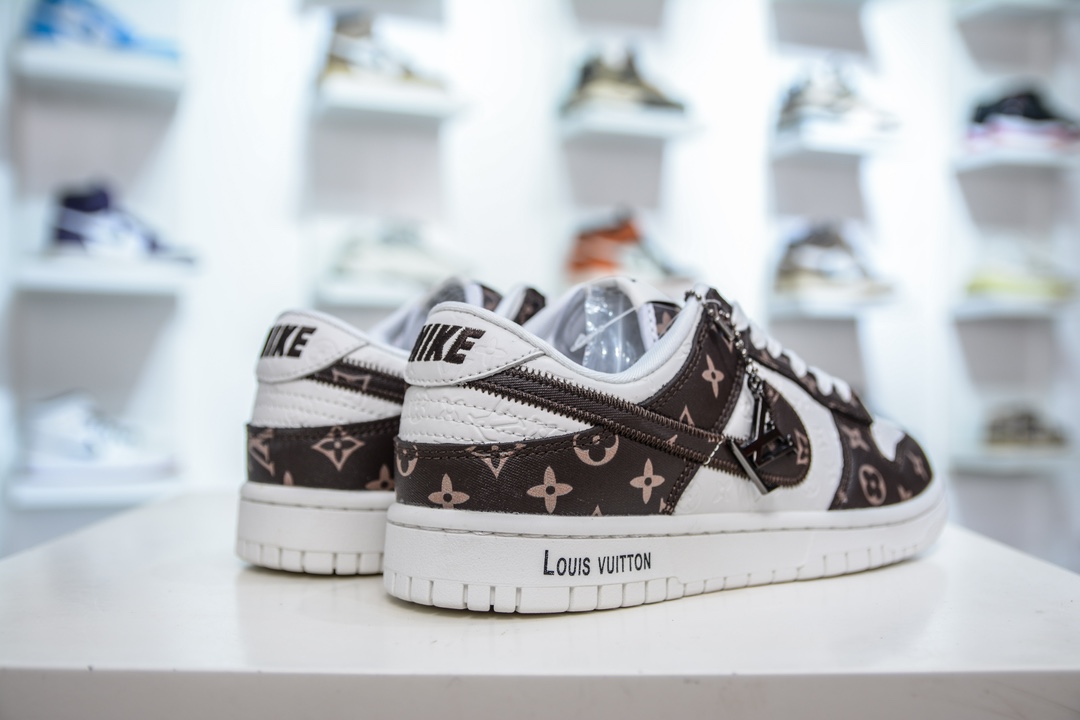 Nike SB Dunk Low x Louis Vuitton LV联名-白棕老花满印 DQ1098-360