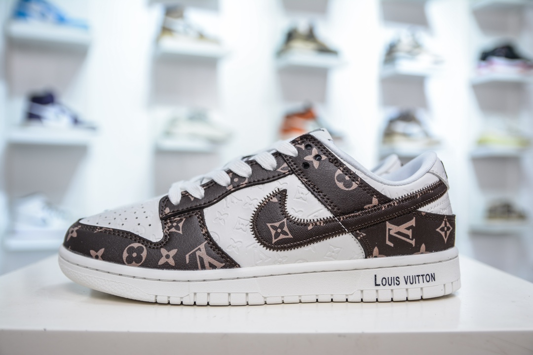 Nike SB Dunk Low x Louis Vuitton LV联名-白棕老花满印 DQ1098-360