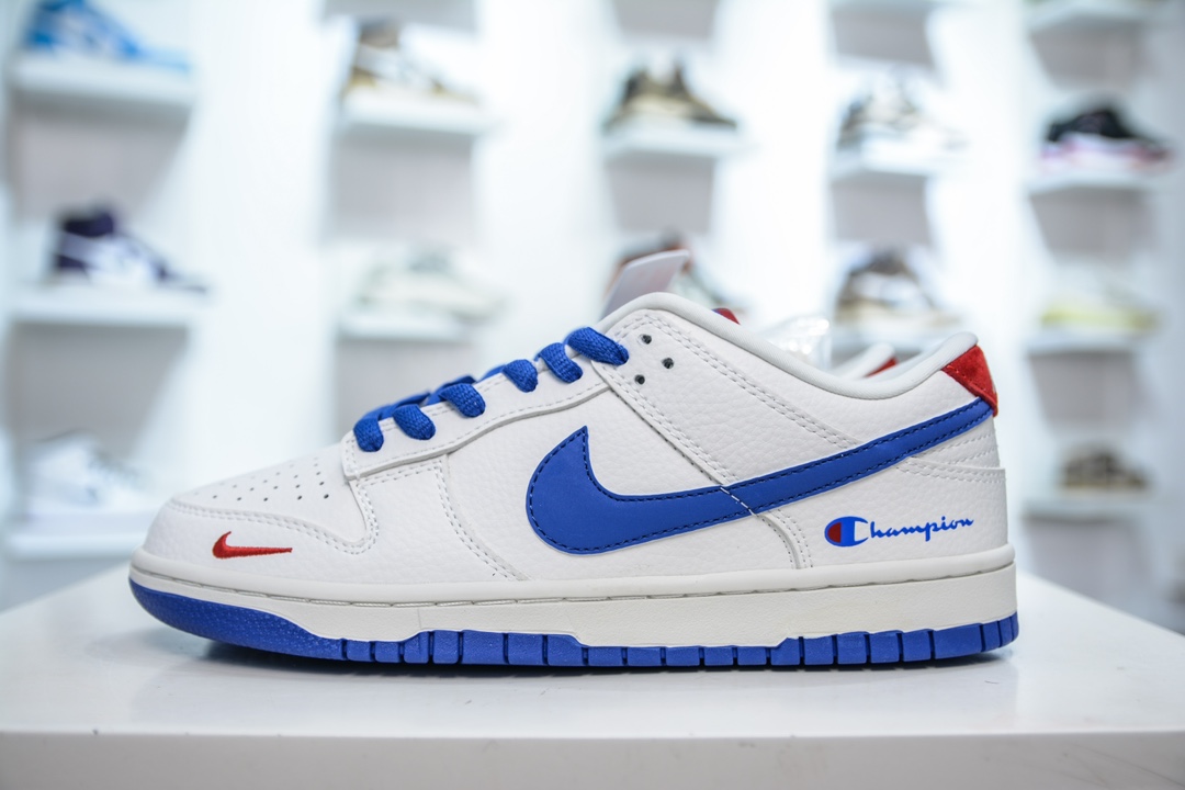 Nike SB Dunk Low x Champion 冠军联名-白蓝红小钩 KK1333-001