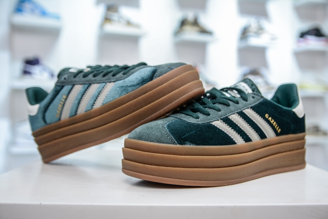 阿迪达斯Adidas Originals Gazelle Bold 羚羊松糕鞋 三层底低帮耐磨厚底增高粉色女子板鞋 IG4391